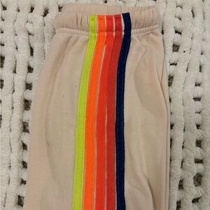 Aviator Nation 5 Stripe Sweatpants -Cream//Rainbow